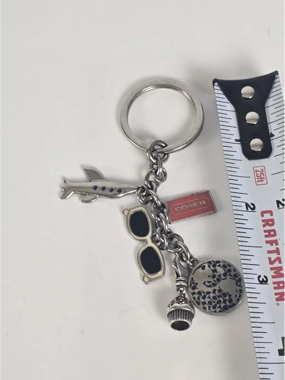 COACH Vintage World Traveler Purse Charm Key Fob Keychain Rare Y2K